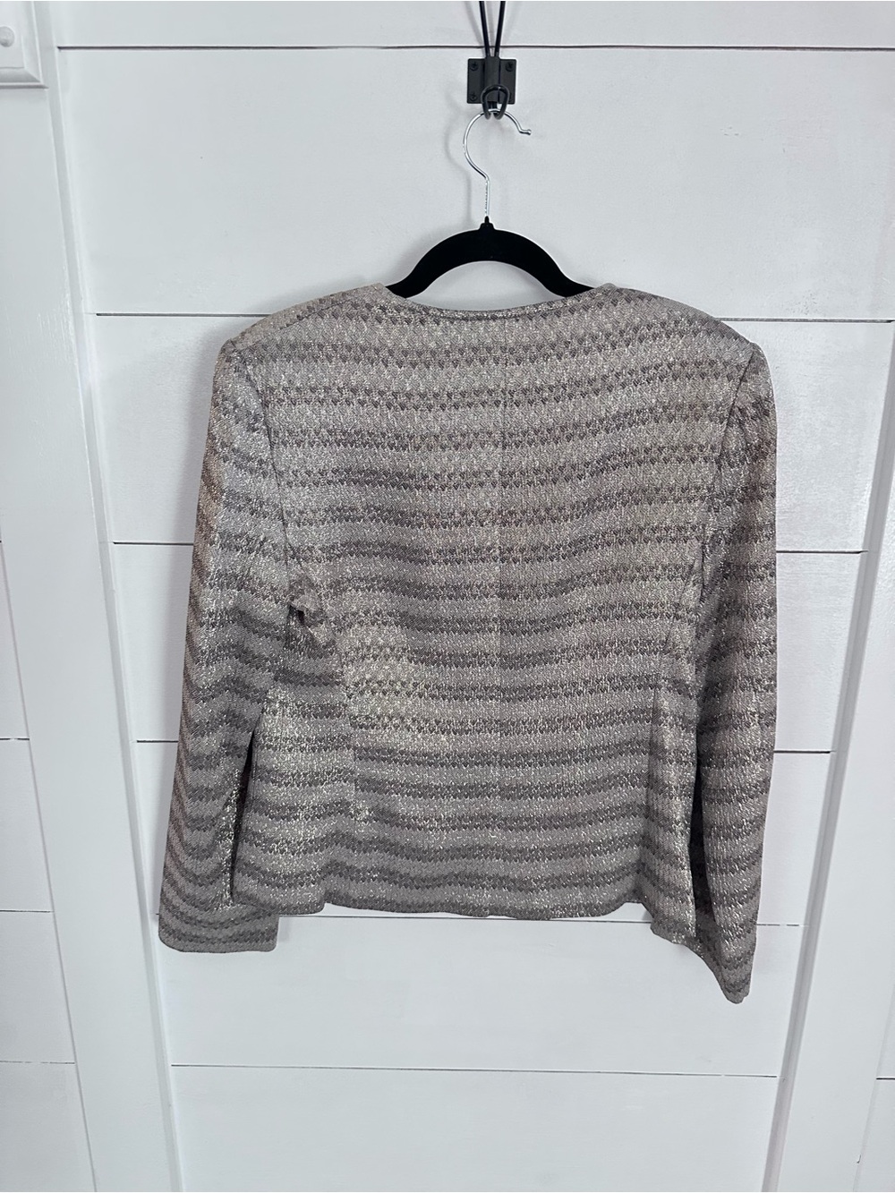 Micheal DesJardins 8 grey metallic stripe front zip old money Can made blazer - Picture 3 of 16